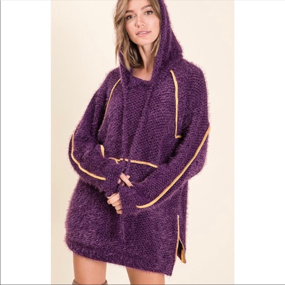 Ces Femme Purple Fuzzy pullover Hoodie - Picture 7 of 11